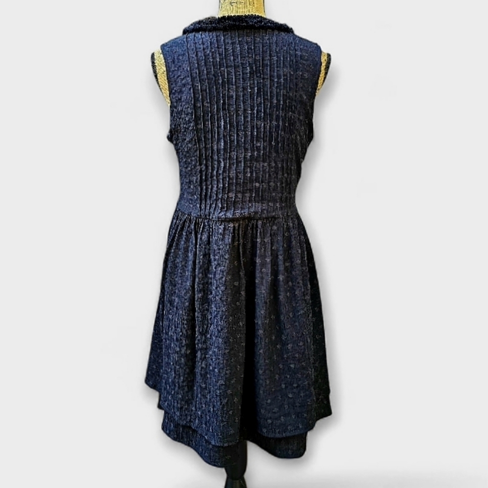 Vineyard Vines Women's Black Chevron Fringe Pintuck Sleeveless Mini Dress,Size L - Picture 5 of 8